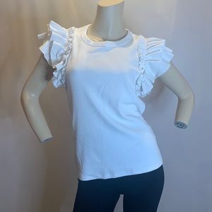 NWT - Veronica Beard white Biscay Tee - M
